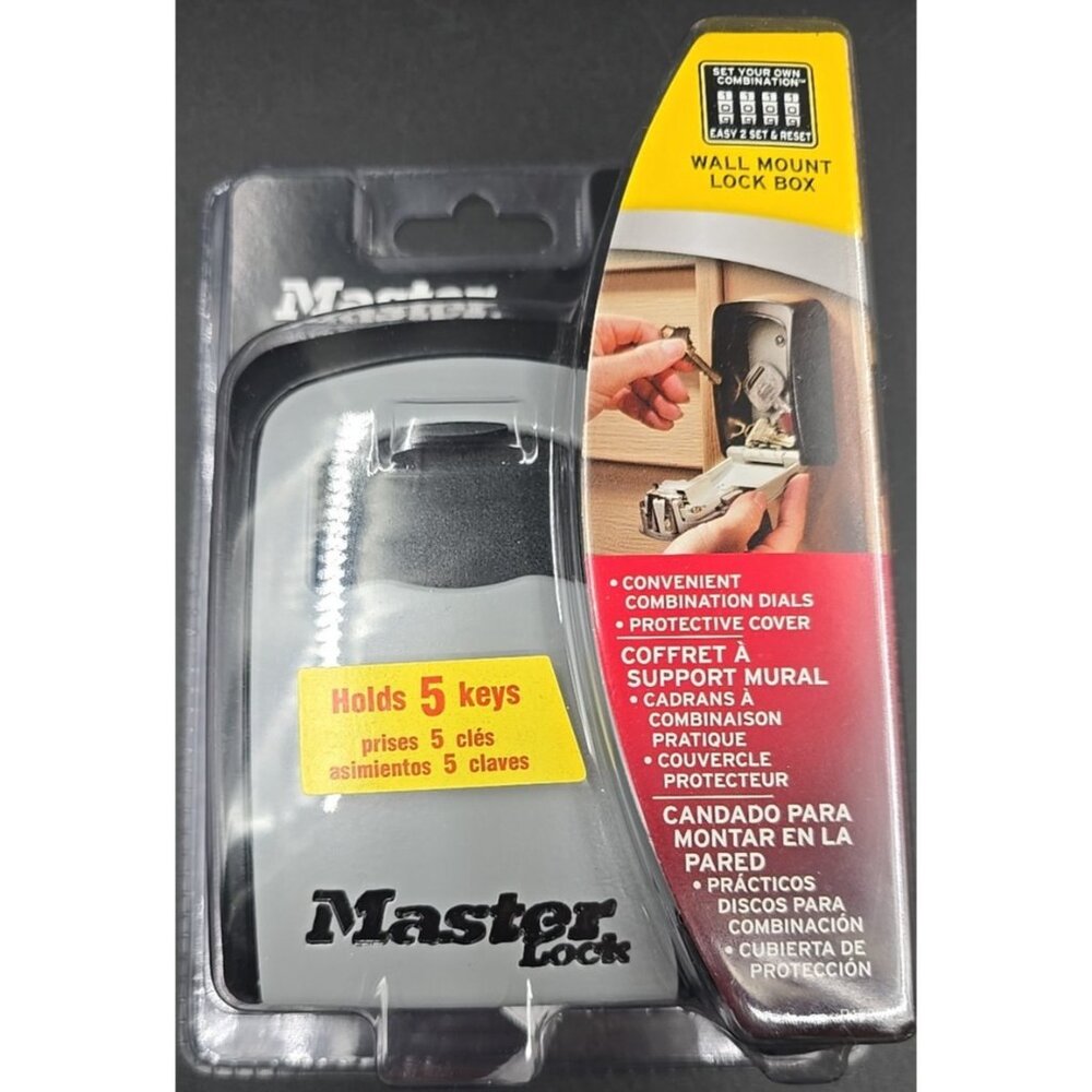 Master Lock 5401D 5-Key Locking Combination Steel Box - Black/Silver New